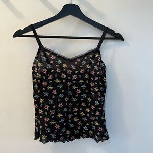 vintage flower print mesh tank top